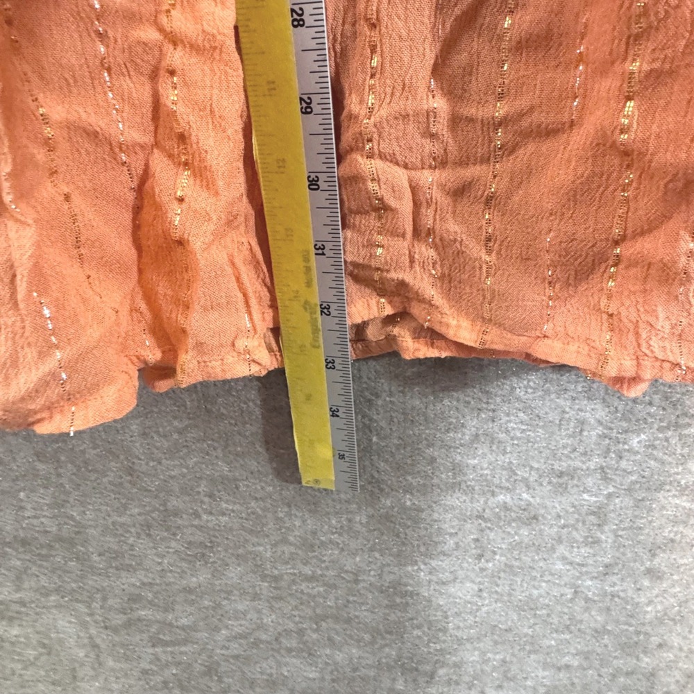 Cato Ombre Peasant Top Skirt Set M Orange Gold Metallic Boho Festival Blouse - Picture 12 of 15
